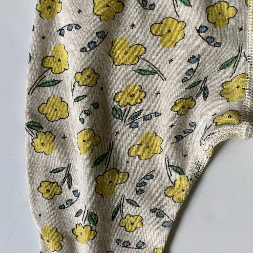 Hanna Andersson Outfit Size 3 6 Months Kimono Floral 2-Piece Yellow Flowers EUC